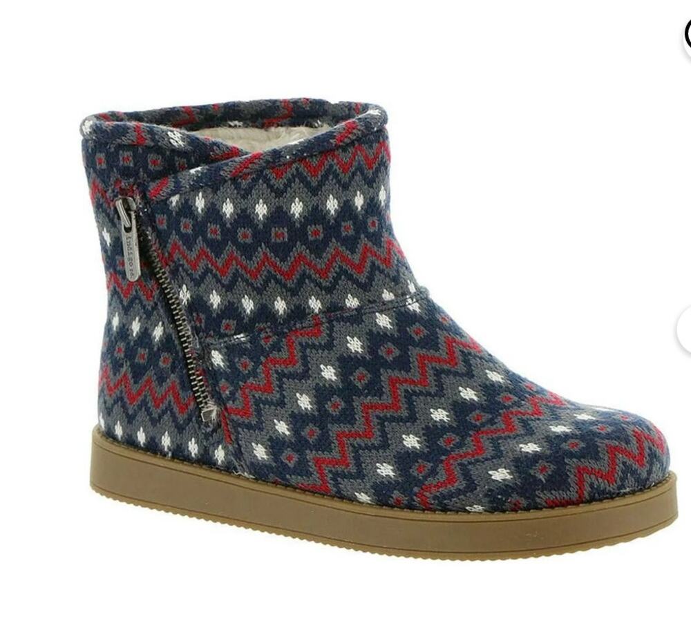 INDIGO RD NWOB Ashley Faux Fur Knit Fabric Closed Toe Ankle Fashion Boots 7